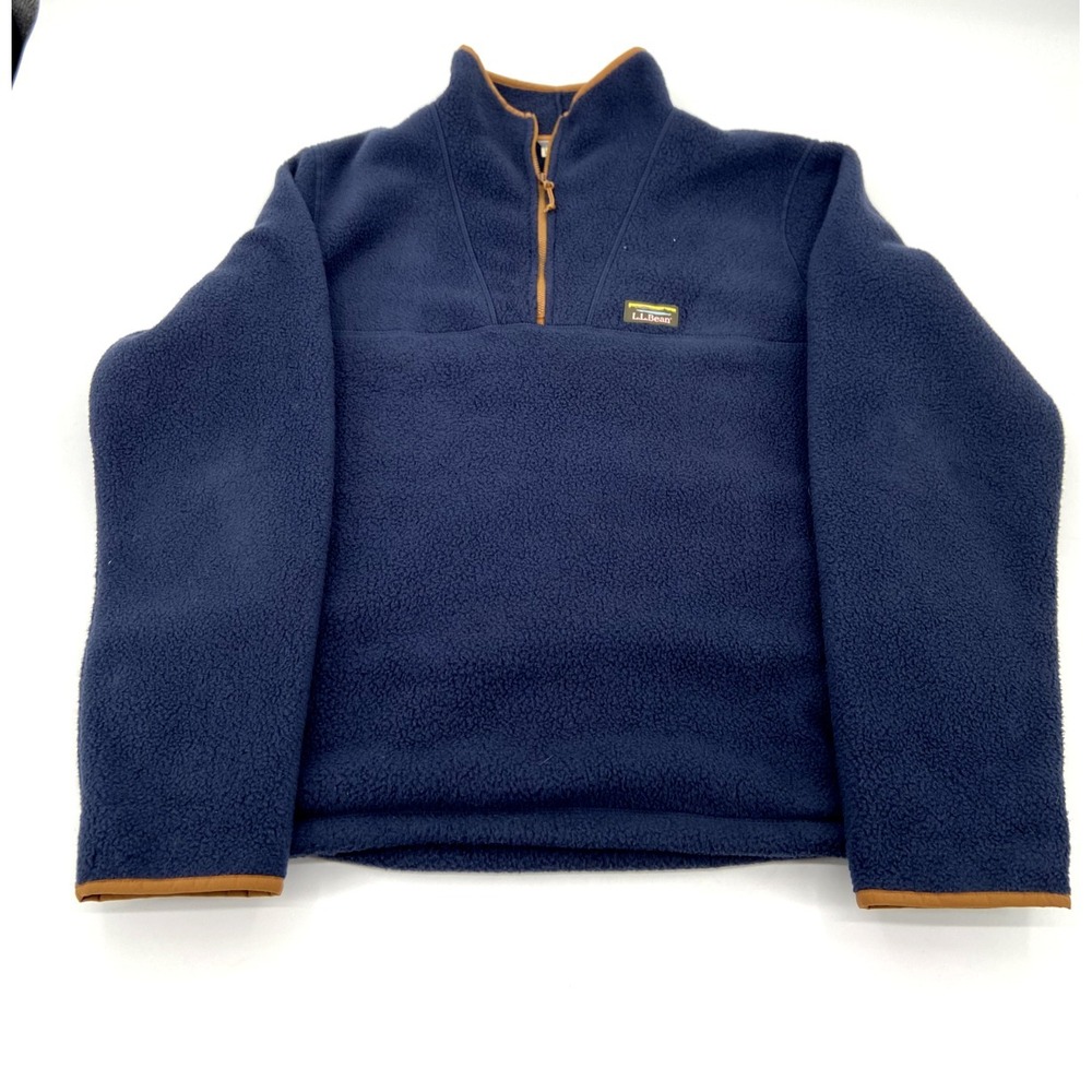 LL Bean Katahdin Fleece Pullover Men's XL Blue Fuzzy 1/4 Zip‎ Sweatshirt